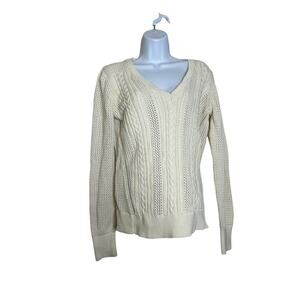 Banana Republic Women's Cable Knit Slouchy Sweater Beige Sz L Nautical